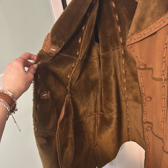 Dennis Basso Coat | Faux Suede Brown Button Up Coat | size 1X - Picture 4 of 8